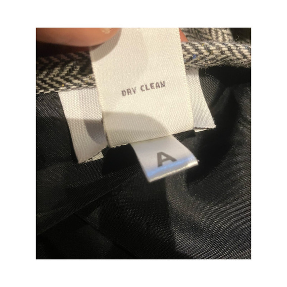 LOFT Wool Silk Blend 14 Godet Skirt Gray Black Office Zip Up Knee Length Office - Picture 9 of 9